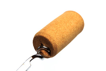 close up of bottle opener and cork of wine bottle on white background with clipping path - Image