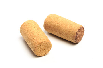 Wine corks isolated on white background .