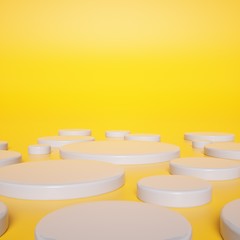 white Product Stage on yellow Background. 3D Rendering - Illustration