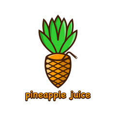pineapple juice logo design template