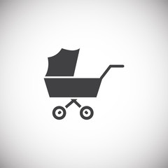 Fototapeta na wymiar Stroller icon on background for graphic and web design. Simple illustration. Internet concept symbol for website button or mobile app.