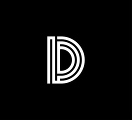 Initial white letter line shape logo black background D