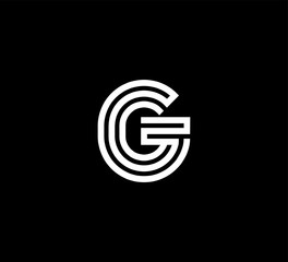 Initial white letter line shape logo black background G