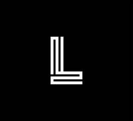 Initial white letter line shape logo black background L