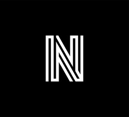 Initial white letter line shape logo black background N