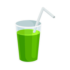 Glass with green drink. Vector illustration on white background.