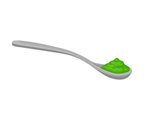 Metal spoon with powder. Vector illustration on white background.