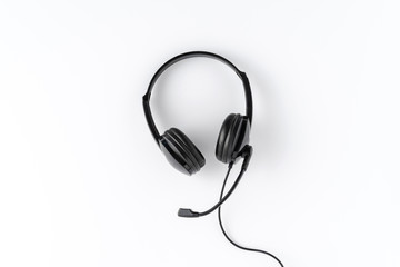 Customer service headset on white background. Call center concept