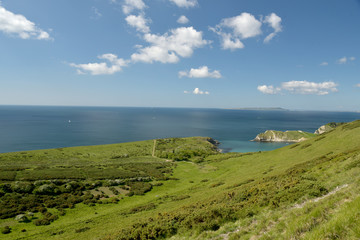 Fototapeta na wymiar View from footpath near Mupe Bay near Lulworth Cove on the Dorset coast