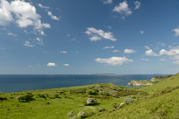 View from footpath near Mupe Bay near Lulworth Cove on the Dorset coast