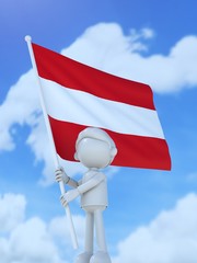 国旗を掲げるオーストリアのスポーツ選手
