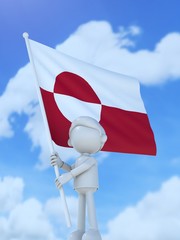 国旗を掲げるグリーンランドのスポーツ選手