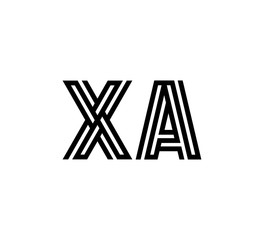 Initial two letter black line shape logo vector XA
