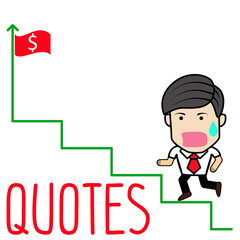 Businessman stepping up a staircase.