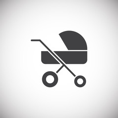 Stroller icon on background for graphic and web design. Simple illustration. Internet concept symbol for website button or mobile app.