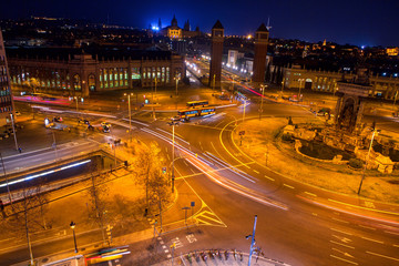 Fototapeta na wymiar Plaza de Espana Barcelona , illuminated streets view