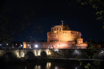 Castel Sant'Angelo at night with the sant angelo bridge