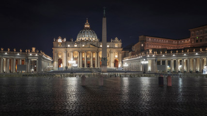 Fototapeta na wymiar St. Peter's Basilica on St. Peter's square in Vatican, Rome, Italy