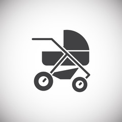Stroller icon on background for graphic and web design. Simple illustration. Internet concept symbol for website button or mobile app.