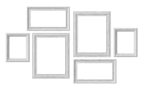 White wooden picture or photo frames isolated on white backgroun