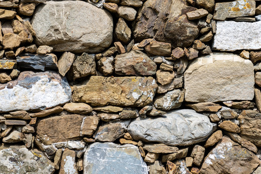 Closeup of a typical dry stone wall in the Vernazza village, Cinque Terre (UNESCO world heritage site), Liguria, Italy, South Europe