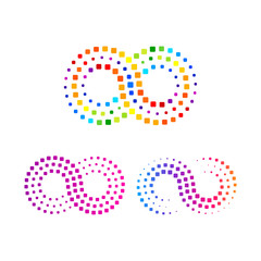 Infinity Colorful logo with Line Dots Rounded rectangle shape, Looped symbol , Science and DNA molecule, Technology and Digital concept for your Corporate identity
