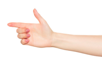 Close up Hand and arm on white background With clipping path