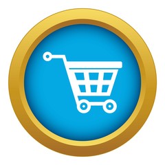 Basket on wheels icon blue vector isolated on white background for any design