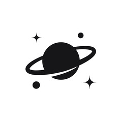 Saturn icon in flat style. Planet vector illustration on white isolated background. Galaxy space business concept. © Maksim