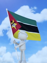 国旗を掲げるモザンビーク共和国のスポーツ選手