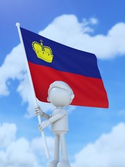 国旗を掲げるリヒテンシュタインのスポーツ選手