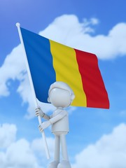 国旗を掲げるルーマニアのスポーツ選手