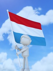 国旗を掲げるルクセンブルクのスポーツ選手