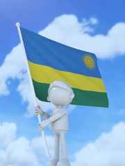 国旗を掲げるルワンダのスポーツ選手