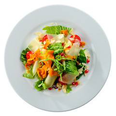 Fresh autumn salad with pumpkin pumpkin salad isolated