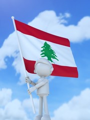 国旗を掲げるレバノンのスポーツ選手