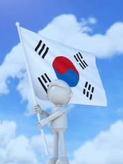 国旗を掲げる韓国のスポーツ選手