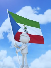 国旗を掲げる赤道ギニア共和国のスポーツ選手