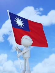 国旗を掲げる台湾のスポーツ選手