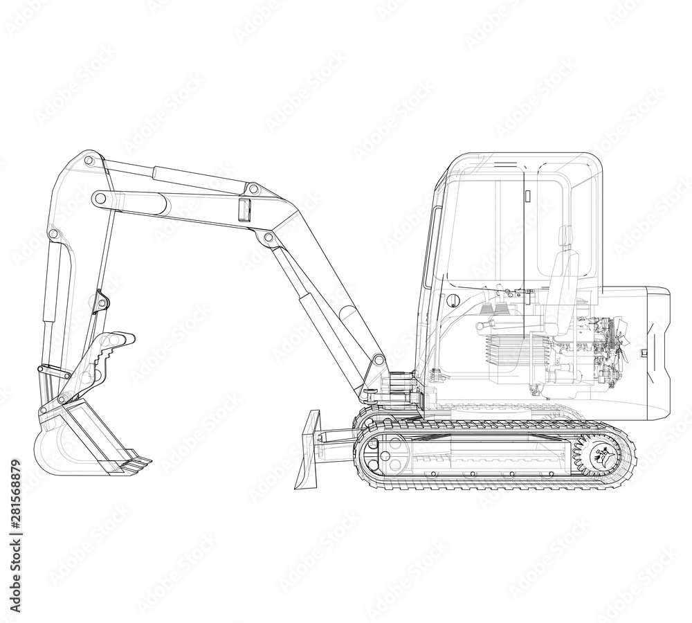 Poster sketch of small treactor with actor. vector