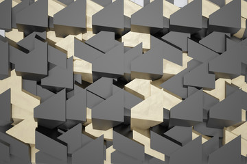 black and gold geometrical background, 3d rendering