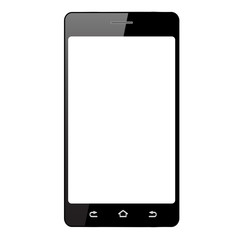 Realistic Smartphone with white touch screen.