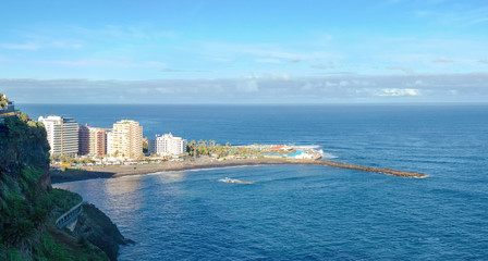 View of  Martianez beach en Puerto de la Cruz, Tenerife, Spain.e