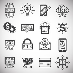 Financial technologies related icons set on background for graphic and web design. Simple illustration. Internet concept symbol for website button or mobile app.