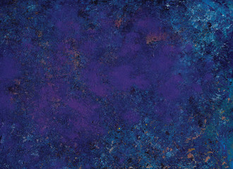 Hand-drawn abstract blue background. Beautiful texture of colors purple, blue, blue. The texture on the paper. Bright background for design decoration.