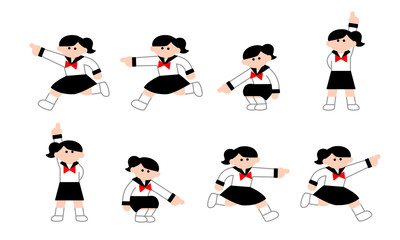 指差すセーラー服姿の女子セット（デフォルメカラー）