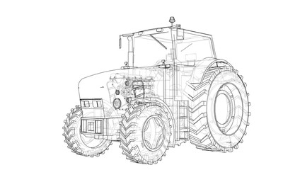 Farm Tractor Concept. Vector