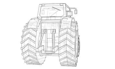 Farm Tractor Concept. Vector
