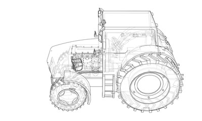 Farm Tractor Concept. Vector