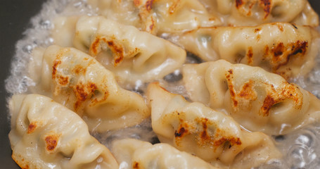 Fry Meat dumpling in pan
